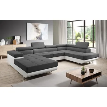 Sedací souprava Rohová rozkládací sedačka SINGER U, pravá, šedá/bílá +možnost VÝNOSU + vyzvednutí ZDARMA