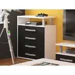 Komoda LEHUA 4S, bílá/černý lesk, 5 let záruka + PROVĚŘENO zákazníky + vyzvednutí ZDARMA
