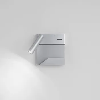 Lampička Egger Licht Egger DLS LED nástěnné světlo Rona, USB port, police - Délka hlavy lampy 12 cm stříbřitě šedá 1 x 3 W LED - Doprava zdarma