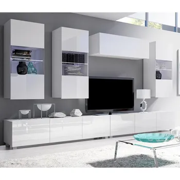 Obývací stěna Obývací stěna CALABRINI b | 300 cm | 6 dílů B | bílá lesk