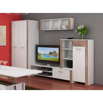 Obývací stěna Obývací stěna AKIVIDU 3, craft bílý/craft tobaco, 5 let záruka + vyzvednutí ZDARMA