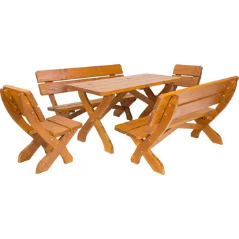 Jídelní židle Zahradní lavice CRASSULA 150, masiv smrk/dub + PROVĚŘENO zákazníky + vyzvednutí ZDARMA