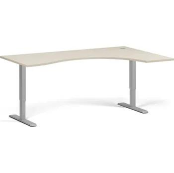 Psací stůl B2B Partner Ergonomický výškově nastavitelný stůl, 180x120 cm, 1 motor, L/P, šedá podnož, bříza
