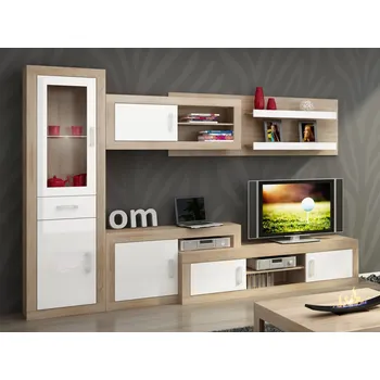 Obývací stěna Obývací stěna GOUDINI 7, dub sonoma/bílý lesk, 5 let záruka + vyzvednutí ZDARMA