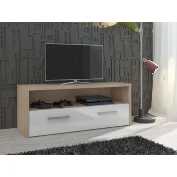 Televizní stolek Televizní stolek CLIFTON, dub sonoma/bílý lesk, 5 let záruka + PROVĚŘENO zákazníky + vyzvednutí ZDARMA