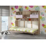 Sklápěcí postel s nástavcem CEDUNA, dub sonoma/levandulová/fialová, 5 let záruka + vyzvednutí ZDARMA