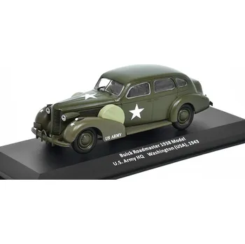 autíčko DeAgostini Buick Roadmaster 1938 Model 1:43 - časopis Samochody Wojskowe s modelem #45 Buick Roadmaster 1938 Model U.S. Army HQ Washington USA 1943 - kovový model auta