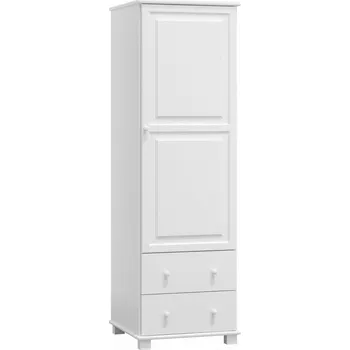 Šatní skříň Skříň policová 1D BHAGIRA 4, masiv borovice, moření: bílé + vyzvednutí ZDARMA