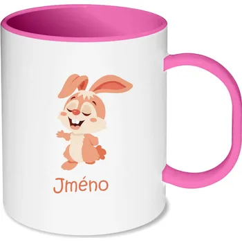 Gravírování Plastový hrnek s růžovým vnitřkem a uchem se zvířátky pro děti