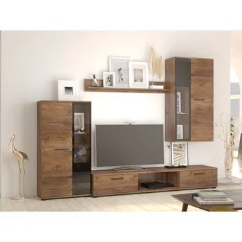 Obývací stěna Obývací stěna BRIXTON, dub lefkas + 5x OVĚŘENO zákazníky + vyzvednutí ZDARMA