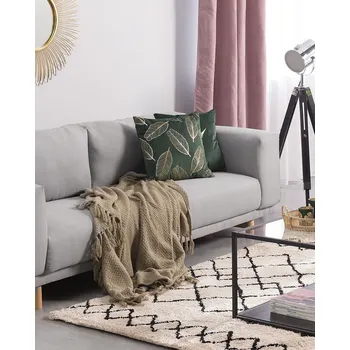 Koberec Koberec béžový černý Polyester 160 x 230 cm geometrický vzor obdélníkový Beliani