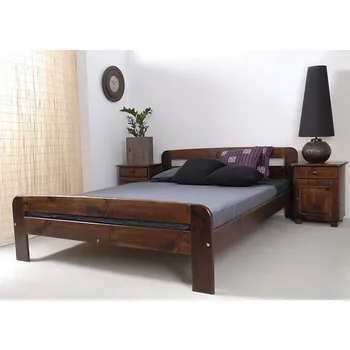 Postel Postel CAYSON 160x200 cm s roštem, masiv borovice/moření ořech + vyzvednutí ZDARMA