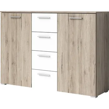 Komoda MAGGIE komoda 2D4S, dub san remo světlý/bílá + vyzvednutí ZDARMA