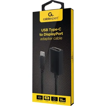 Kabel do PC GEMBIRD USB Type-C to DisplayPort adapter cable 4K 15cm black