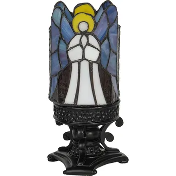 Lampička Clayre&Eef Stolní lampa 5LL-6052, design Tiffany černá, modrá, bílá, žlutá 1 x 25 W - Doprava zdarma