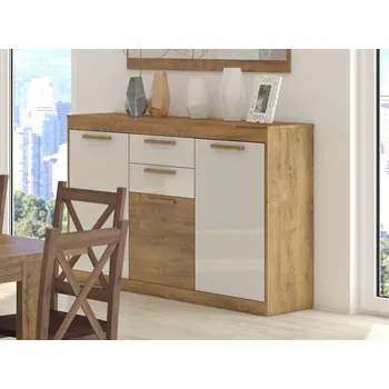 Ložnice Komoda GATTON 3D2S, dub burgundský/bílý lesk, 5 let záruka + vyzvednutí ZDARMA