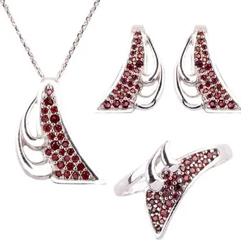 Souprava šperků granát souprava Set 214 (Set 214) povrchová úprava: rhodiované