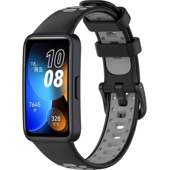 Příslušenství k chytrým hodinkám eses Silikonový řemínek dírkovaný pro Huawei Band 8, 9 a 10 - Černo šedý