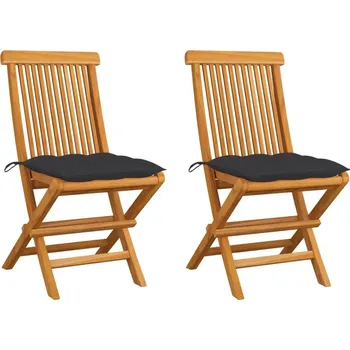 vidaXL Zahradní židle s mi poduškami 2 ks masivní teak [3062480] Barva: antracitová