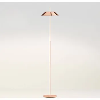 Lampička Vibia Mayfair – LED stojací lampa, lesklá měď - Výška stínidla 6 cm; průměr podstavce 22 cm lesklá měď, bílá 1 x LED pásek 2,4 W + 1 x LED pásek 16,8 W - Doprava zdarma