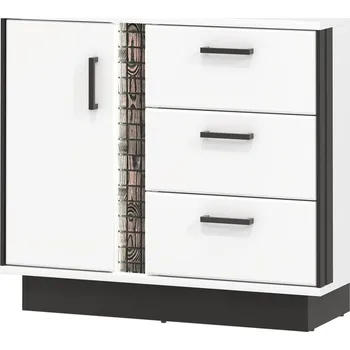 Komoda Komoda SIGOURNEY 1D3S, bílá/černá/bílá vysoký lesk + vyzvednutí ZDARMA