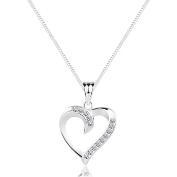 Náhrdelník Náhrdelník ze stříbra 925 - zatočená silueta srdce se zirkony
