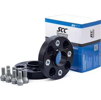 Tuning Rozšiřovací podložky SCC 25mm 4/100 - 57,1 mm 13114BW elox černé, ocelová vložka