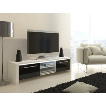 Televizní stolek TV stolek ZARKENT, bílá/černý lesk, 5 let záruka + vyzvednutí ZDARMA