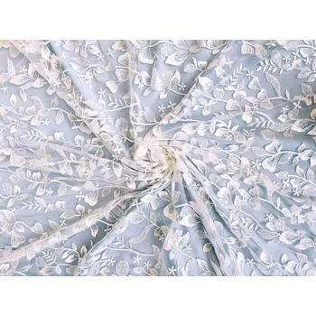 Krajka Svatební krajka, ivory s flitry K1837