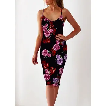 Dámské šaty F4H dámská letní šaty Květy 303097-1 černá (XS)