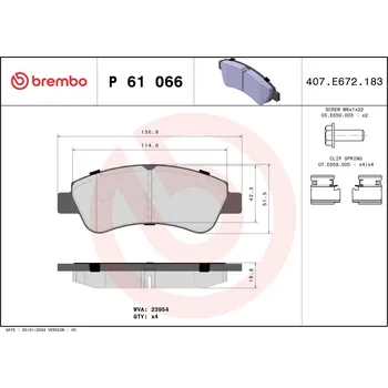 Brzdový systém Sada brzdových destiček, kotoučová brzda BREMBO P 61 066