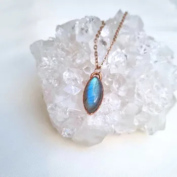 Náhrdelník Labradorit mini tyrkysově modrý - přívěsek/náhrdelník ŠPERKY S PŘÍRODNÍMI KRYSTALY
