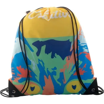 Reklamní CreaDraw Plus RPET vak na stahování šňůrkou na zakázku, černá