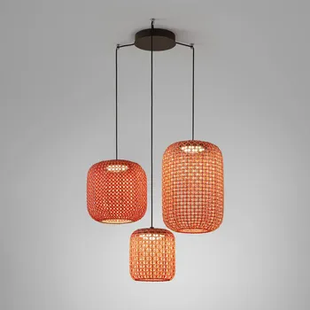 Bover Nans S/3L LED závěsné světlo 3zdroje červená - malé stínidlo - Ø 21,6 cm, výška 24,7 cm; střední stínidlo - Ø 31,5 cm, výška 30,7 cm; velké stínidlo - Ø 31,5 cm, výška 45,7 cm; Ø baldachýn 24 cm; délka kabelu 400 cm grafitová hnědá, červená 3 x 9,5