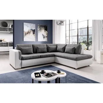 Sedací souprava Rozkládací rohová sedačka PARDUS L, pravá, tmavě šedá/bílá +možnost VÝNOSU + vyzvednutí ZDARMA