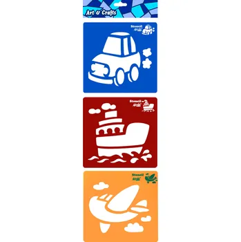 Smt Creatoys Kreslící šablony 3 ks 12 x 12 cm Auto, Loď, Letadlo