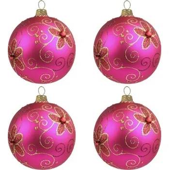 Set velkých růžových ozdob s květinami