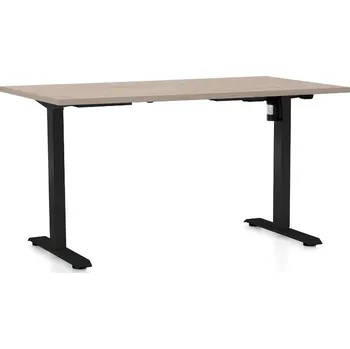 Psací stůl Výškově nastavitelný stůl OfficeTech A, 140 x 80 cm, černá podnož, dub