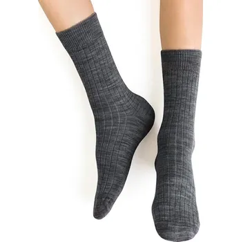 Tmavě šedé dětské nekompresní ponožky z merino vlny Art.130 MC025, GRAY MELANGE - PRESSURE FREE Velikost: 20/22