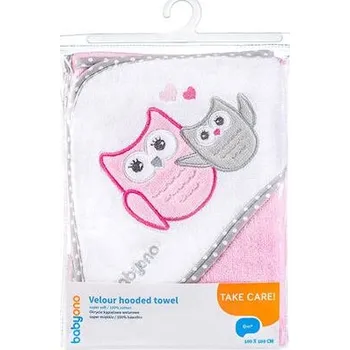 BabyOno osuška velur s kapucí 100x100 cm - růžová