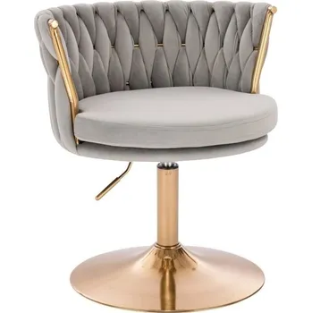 LuxuryForm DESIGN Židle LYON VELUR na zlatém talíři - světle šedá