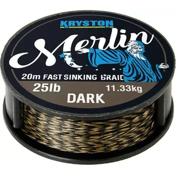 Kryston pletené šňůrky - Merlin fast sinking braid černý 35lb 20m