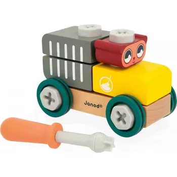 Dřevěná hračka BricoKids - Dřevěné autíčko k sestavení - medvídek