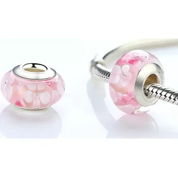 Korálek Korálek KATY skleněný Kvetoucí louka růžový TOPBEADS