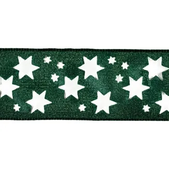 Stuha Stuha VÁNOČNÍ + výsek 25mm 28388-25 - Zelená, 25 mm