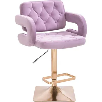 Barová židle LuxuryForm DESIGN Barová židle ADRIA VELUR na zlaté hranaté podstavě - levandule