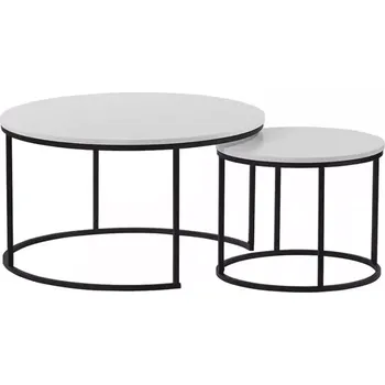 Servírovací stolek Set dvou konferenčních stolků IKLIN - bílá/černá - SLEVA 3% s kodem radost25