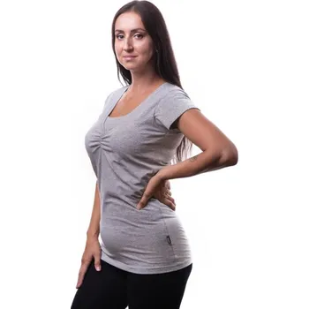 Těhotenská móda Kojící tričko Klaudie, vsadka v barvě, krátký rukáv, šedý melír L/XL