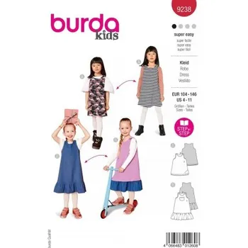 Střih Burda 9238 na dívčí šatičky -