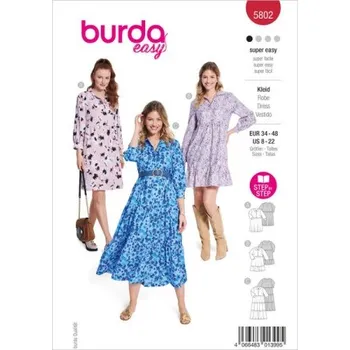 Střih Burda 5802 na dámské šaty -